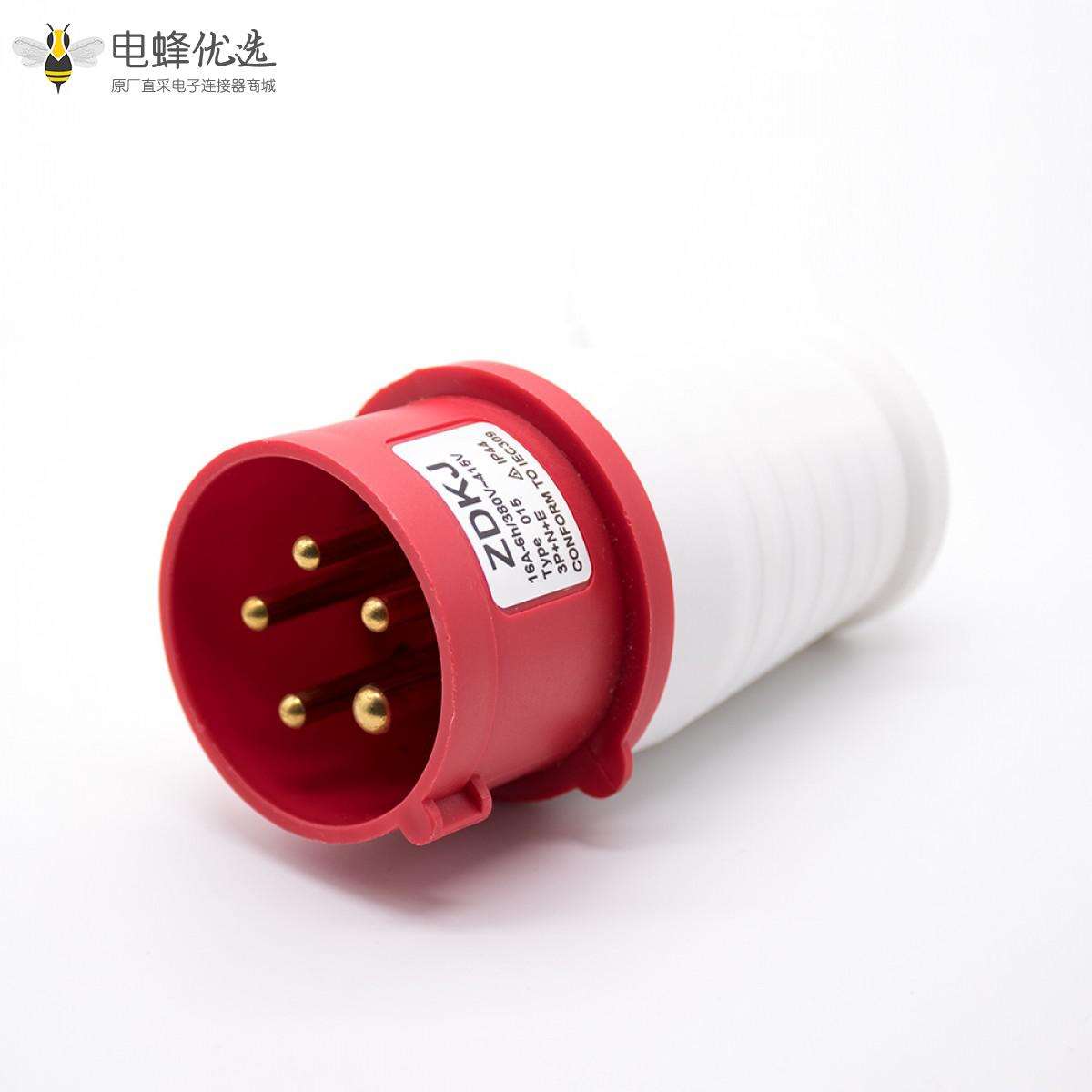 三相工業防水插頭3P+E+N 16A 380V-415V IP44防水5芯公頭